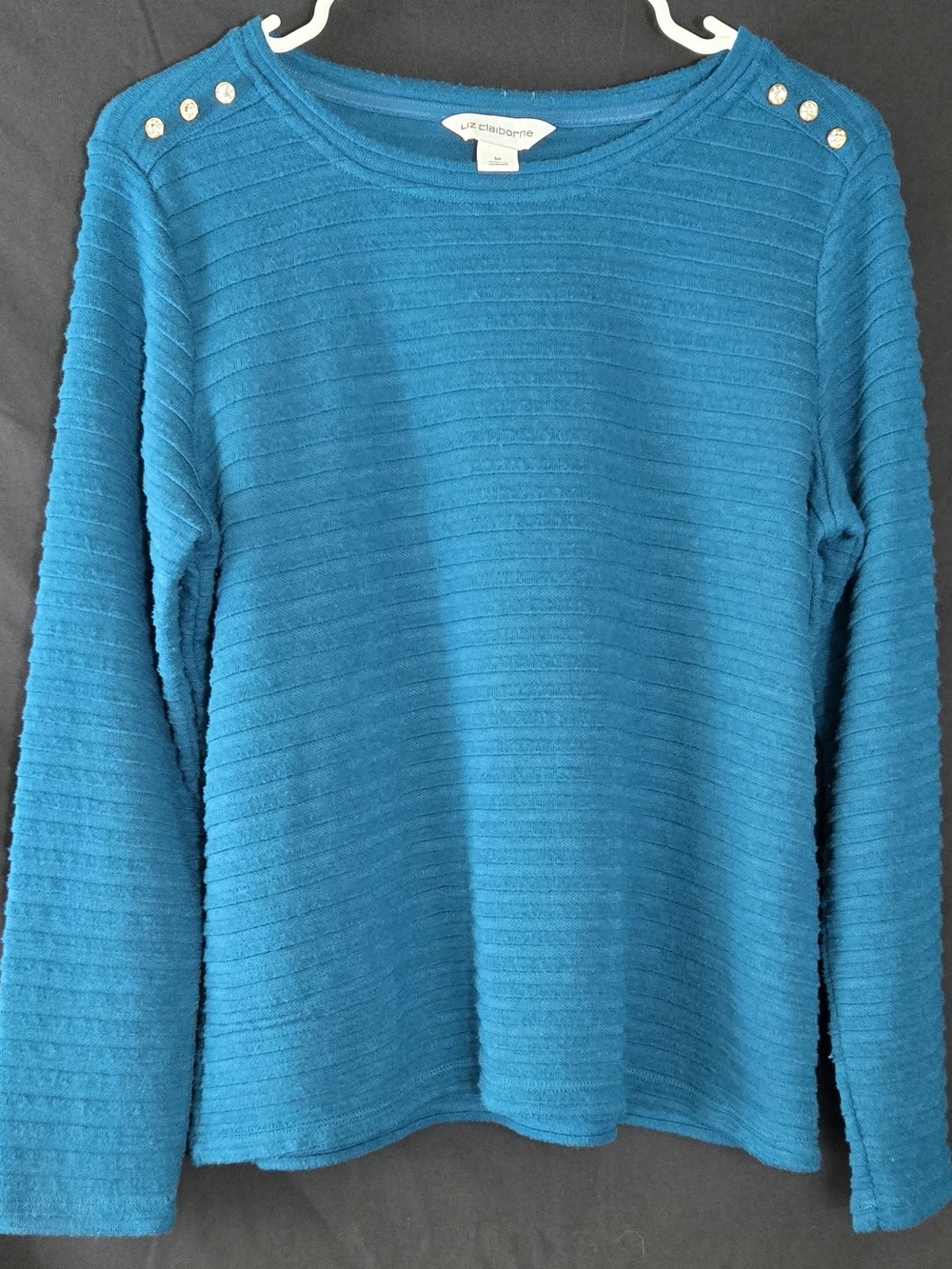 Liz Claiborne Teal Ribbed Button-Shoulder Sweater - Teal #581